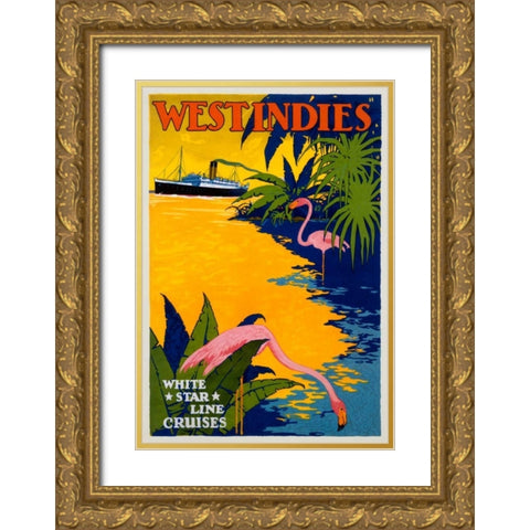 White Star Line/West Indies Gold Ornate Wood Framed Art Print with Double Matting by Unknown
