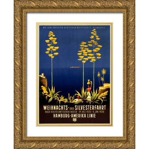 Hamburg-Amerika Linie Gold Ornate Wood Framed Art Print with Double Matting by Anton, Ottomar