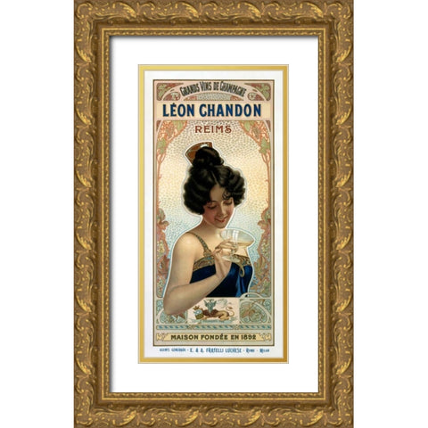 Leon Chandon Gold Ornate Wood Framed Art Print with Double Matting by Unknown
