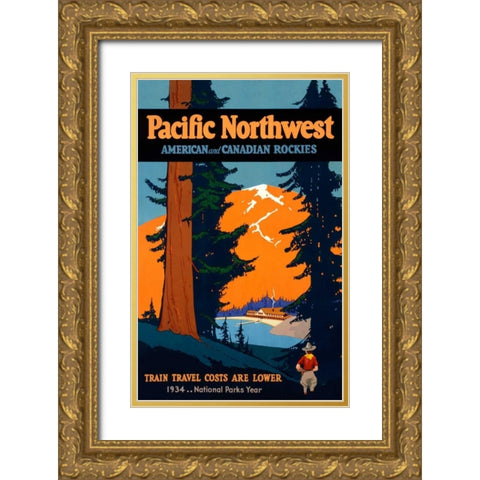 Pacific Northwest Gold Ornate Wood Framed Art Print with Double Matting by Bryn, Oscar M.