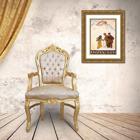 Jungfrau-Bahn Gold Ornate Wood Framed Art Print with Double Matting by Cardinaux, Emil