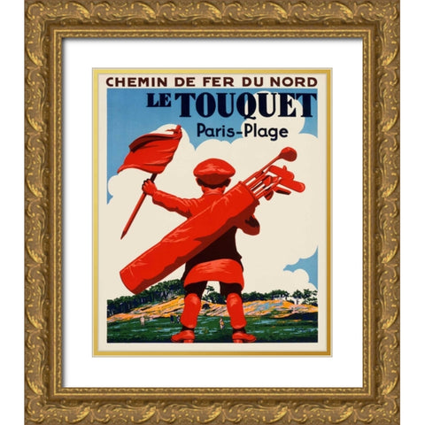 Le Touquet Paris-Plage Gold Ornate Wood Framed Art Print with Double Matting by Courchinoux, Edouard