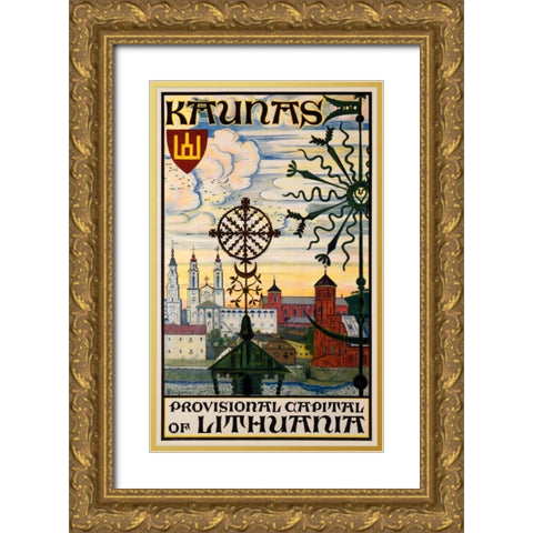 Kaunas/Lithuania Gold Ornate Wood Framed Art Print with Double Matting by Dobuzhinsky, Mstilav
