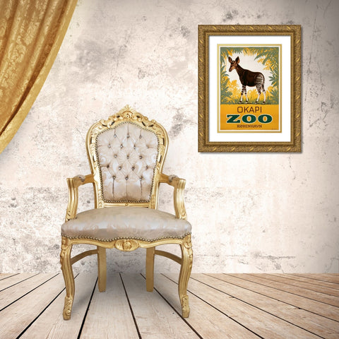 KÃ¸benhavn Zoo/Okapi Gold Ornate Wood Framed Art Print with Double Matting by Lippert, Aage