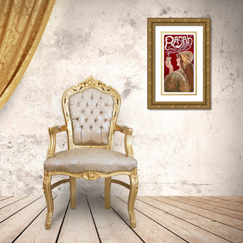 Rajah Gold Ornate Wood Framed Art Print with Double Matting by Livemont, Privat