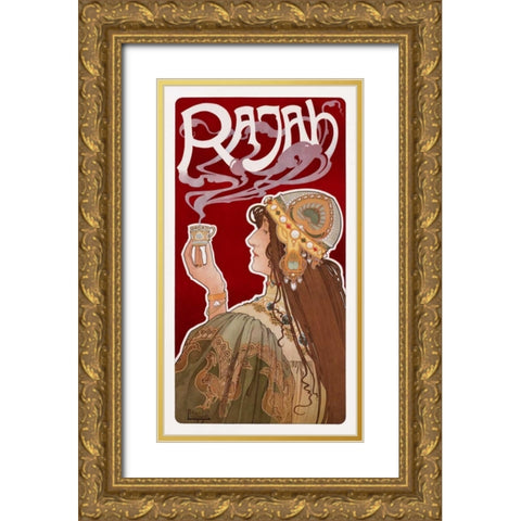 Rajah Gold Ornate Wood Framed Art Print with Double Matting by Livemont, Privat