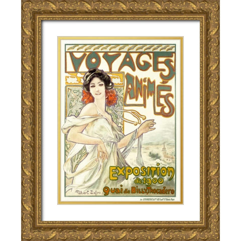 Voyages Animes Gold Ornate Wood Framed Art Print with Double Matting by Salles, Robert