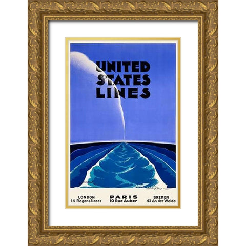 United States Lines Gold Ornate Wood Framed Art Print with Double Matting by Maurus, Edmond