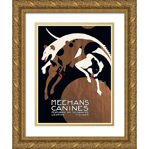 Meehanâ€™s Canines Gold Ornate Wood Framed Art Print with Double Matting by Iannelli, Alfonso