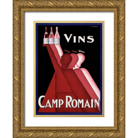 Vins Camp Romain Gold Ornate Wood Framed Art Print with Double Matting by Gadoud, C.