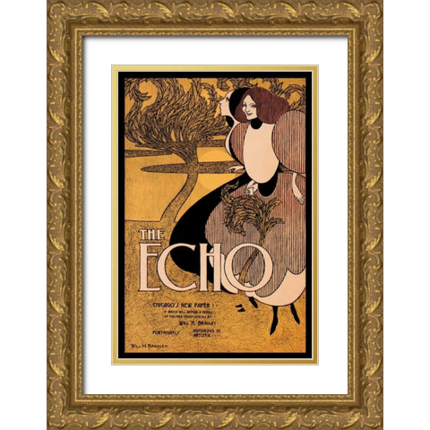 The Echo, 1895 Gold Ornate Wood Framed Art Print with Double Matting by Bradley, William H.