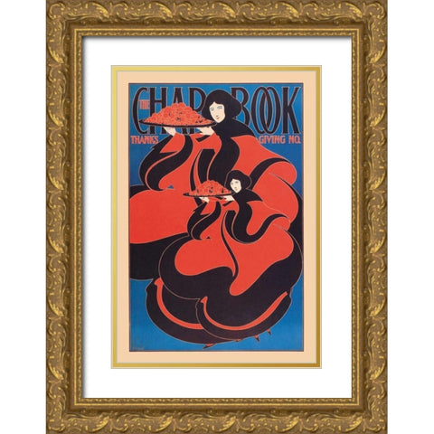 The Chap Book: Thanksgiving, 1895 Gold Ornate Wood Framed Art Print with Double Matting by Bradley, William H.