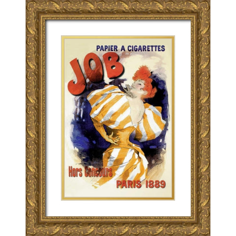 Job, 1889 Gold Ornate Wood Framed Art Print with Double Matting by Cheret, Jules