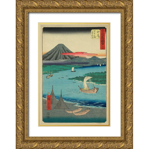 Ejiri, 1855 Gold Ornate Wood Framed Art Print with Double Matting by Hiroshige, Ando