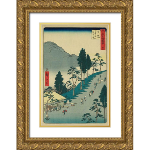 Nissaka, 1855 Gold Ornate Wood Framed Art Print with Double Matting by Hiroshige, Ando