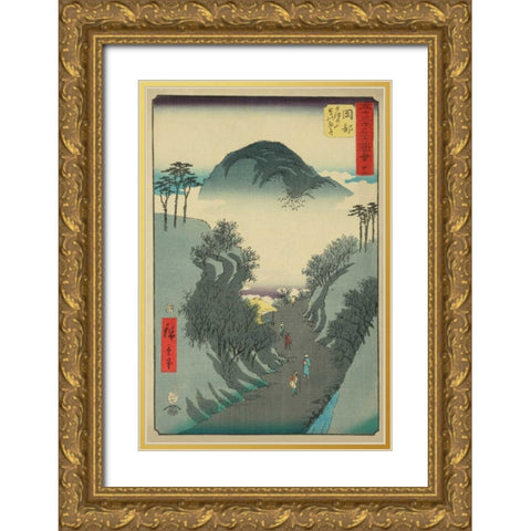 Okabe, 1855 Gold Ornate Wood Framed Art Print with Double Matting by Hiroshige, Ando