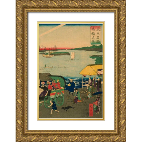 Famous places in Tokyo: real view of Takanawa (Tokyo meisho Takanawa no shinkei) #3, 1870 Gold Ornate Wood Framed Art Print with Double Matting by Hiroshige, Utagawa