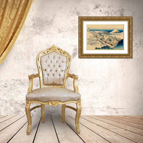 Ushibori in Hitachi Province, 1830 Gold Ornate Wood Framed Art Print with Double Matting by Hokusai