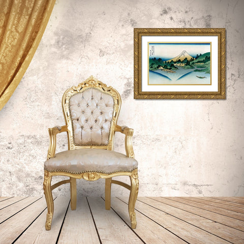 Watermill at Onden, 1830 Gold Ornate Wood Framed Art Print with Double Matting by Hokusai