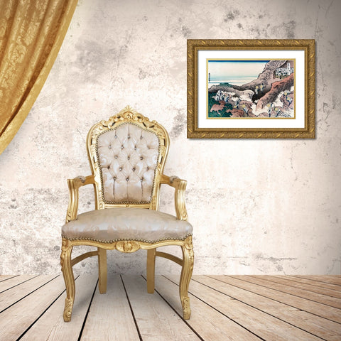 Climbing Mt. Fuji, 1830 Gold Ornate Wood Framed Art Print with Double Matting by Hokusai