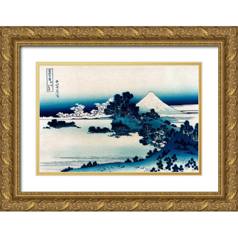 Schichiri Beach in Sagami Province, 1830 Gold Ornate Wood Framed Art Print with Double Matting by Hokusai