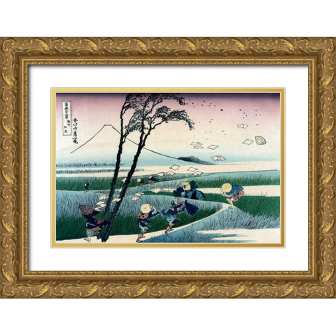 Ejiri in Suruga Province, 1830 Gold Ornate Wood Framed Art Print with Double Matting by Hokusai