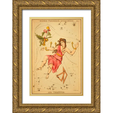 Gloria Frederici, Andromeda, and Triangula, 1825 Gold Ornate Wood Framed Art Print with Double Matting by Aspin, Jehoshaphat