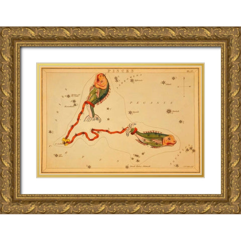 Pisces, 1825 Gold Ornate Wood Framed Art Print with Double Matting by Aspin, Jehoshaphat