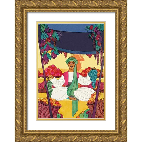 Afghanistan - The Bazaar Fruit-Seller, 1925 Gold Ornate Wood Framed Art Print with Double Matting by McIntosh, Frank