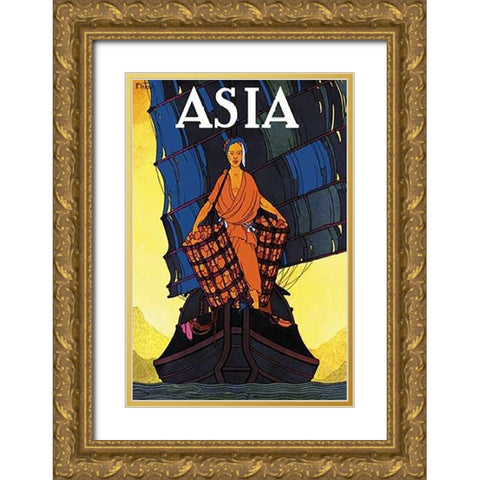 Chin Cargoes - with Title, 1925 Gold Ornate Wood Framed Art Print with Double Matting by McIntosh, Frank