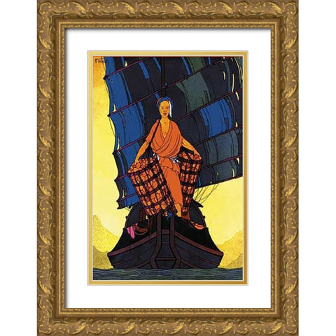 China-Cargoes, 1925 Gold Ornate Wood Framed Art Print with Double Matting by McIntosh, Frank