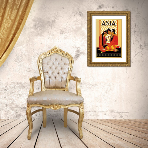 Burm Gossip with Title, 1926 Gold Ornate Wood Framed Art Print with Double Matting by McIntosh, Frank