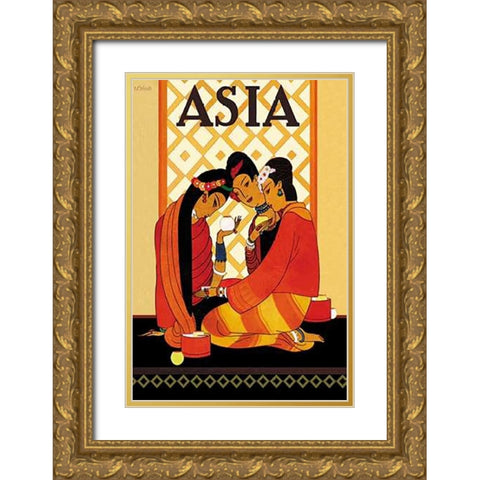 Burm Gossip with Title, 1926 Gold Ornate Wood Framed Art Print with Double Matting by McIntosh, Frank