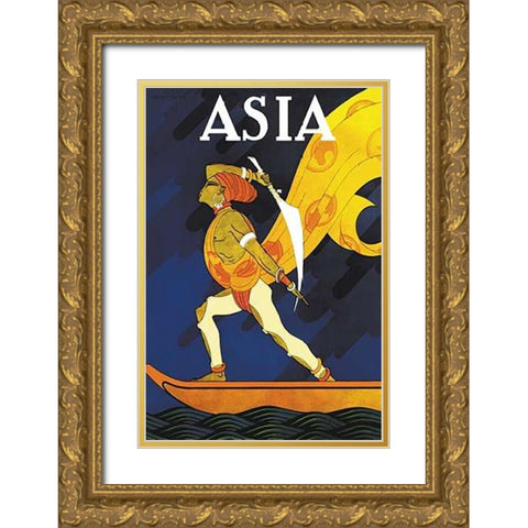 The Bark of the False Caliph with Title, 1926 Gold Ornate Wood Framed Art Print with Double Matting by McIntosh, Frank