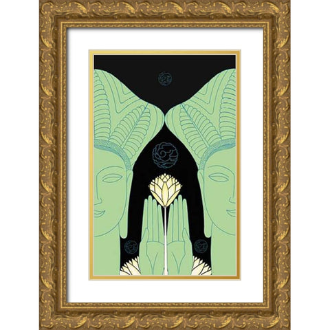Jade Goddess Images, 1927 Gold Ornate Wood Framed Art Print with Double Matting by McIntosh, Frank