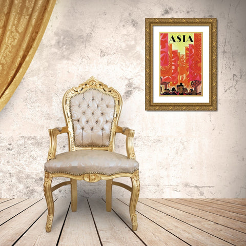 Old China with Title, 1930 Gold Ornate Wood Framed Art Print with Double Matting by McIntosh, Frank