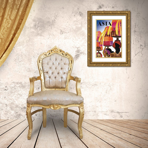The Balinese Go Templewards with Title, 1931 Gold Ornate Wood Framed Art Print with Double Matting by McIntosh, Frank
