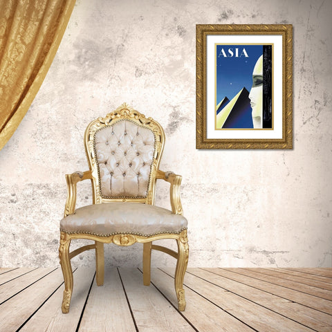 Setting for an Egyptian Story with Title, 1931 Gold Ornate Wood Framed Art Print with Double Matting by McIntosh, Frank