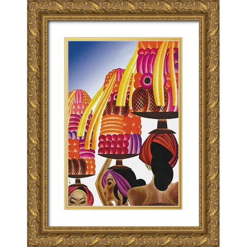 The Balinese Go Templewards, 1931 Gold Ornate Wood Framed Art Print with Double Matting by McIntosh, Frank