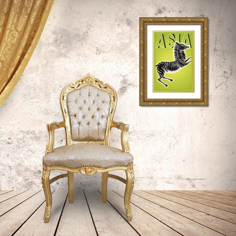 Zebra with Title, 1933 Gold Ornate Wood Framed Art Print with Double Matting by McIntosh, Frank