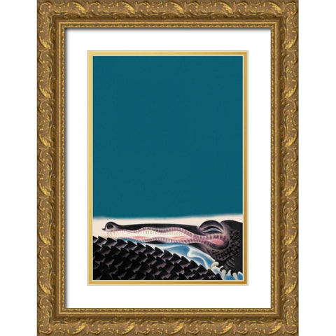 Crocodile, 1933 Gold Ornate Wood Framed Art Print with Double Matting by McIntosh, Frank