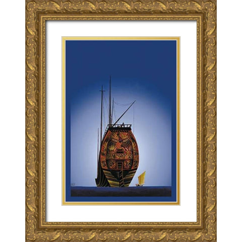 Chinese Junks, 1934 Gold Ornate Wood Framed Art Print with Double Matting by McIntosh, Frank