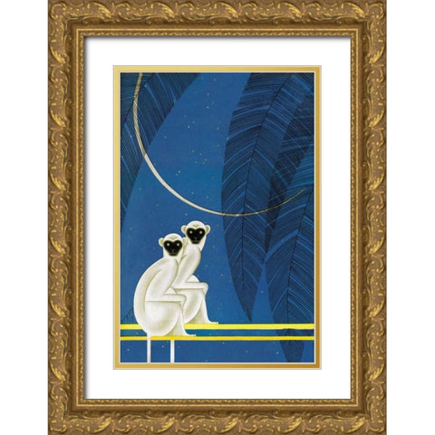 New Moon Gold Ornate Wood Framed Art Print with Double Matting by McIntosh, Frank