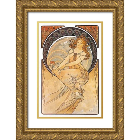 Painting Gold Ornate Wood Framed Art Print with Double Matting by Mucha, Alphonse