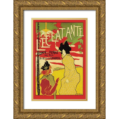 LEclatante - The Brilliant Lamp, 1895 Gold Ornate Wood Framed Art Print with Double Matting by Robbe, Manuel