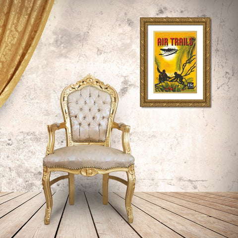 Seaplane Over the Tropics Gold Ornate Wood Framed Art Print with Double Matting by Unknown
