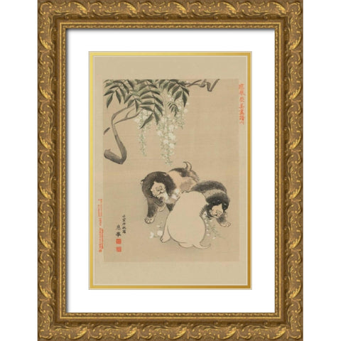Gold Ornate Wood Framed Art Print with Double Matting by Unknown