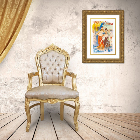 Theatre de l Opera Gold Ornate Wood Framed Art Print with Double Matting by Unknown