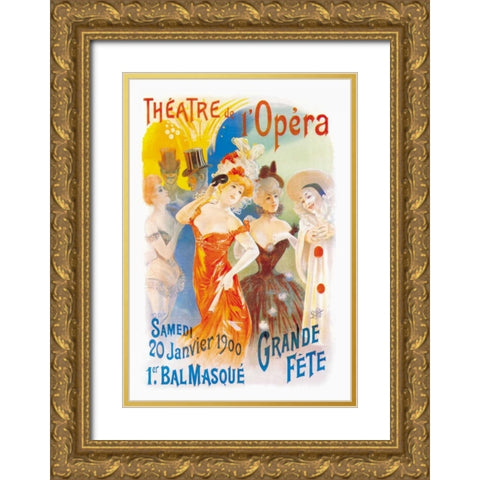 Theatre de l Opera Gold Ornate Wood Framed Art Print with Double Matting by Unknown