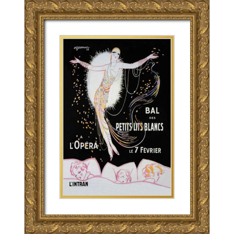 Dance of the Little White Lights Gold Ornate Wood Framed Art Print with Double Matting by Unknown